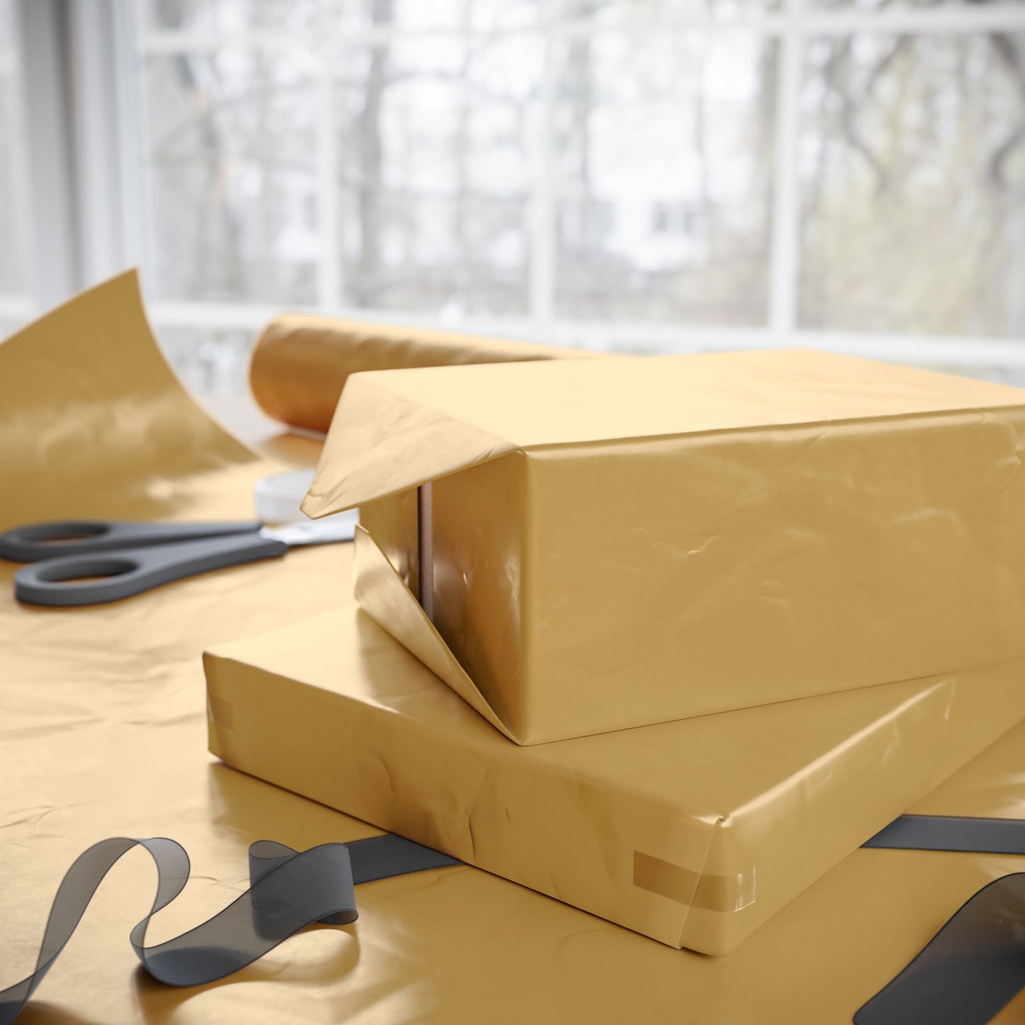 Muted Gold Wrapping Paper Matte or Glossy Gift Wrap 3 Sizes Fine Art Paper