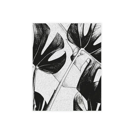 Monstera Leaf Black White Postcards