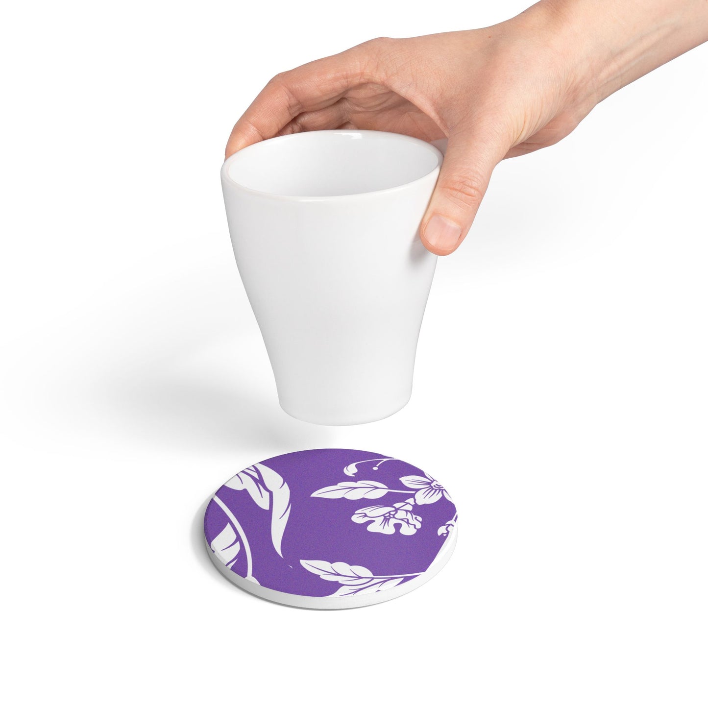 Purple Floral Ceramic Coaster Coordinated Collection