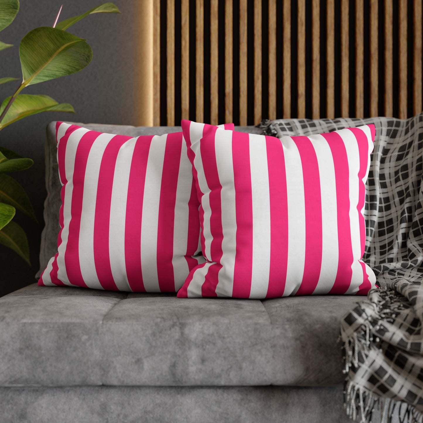 Pink Stripe Canvas Pillow Cover 20 x 20