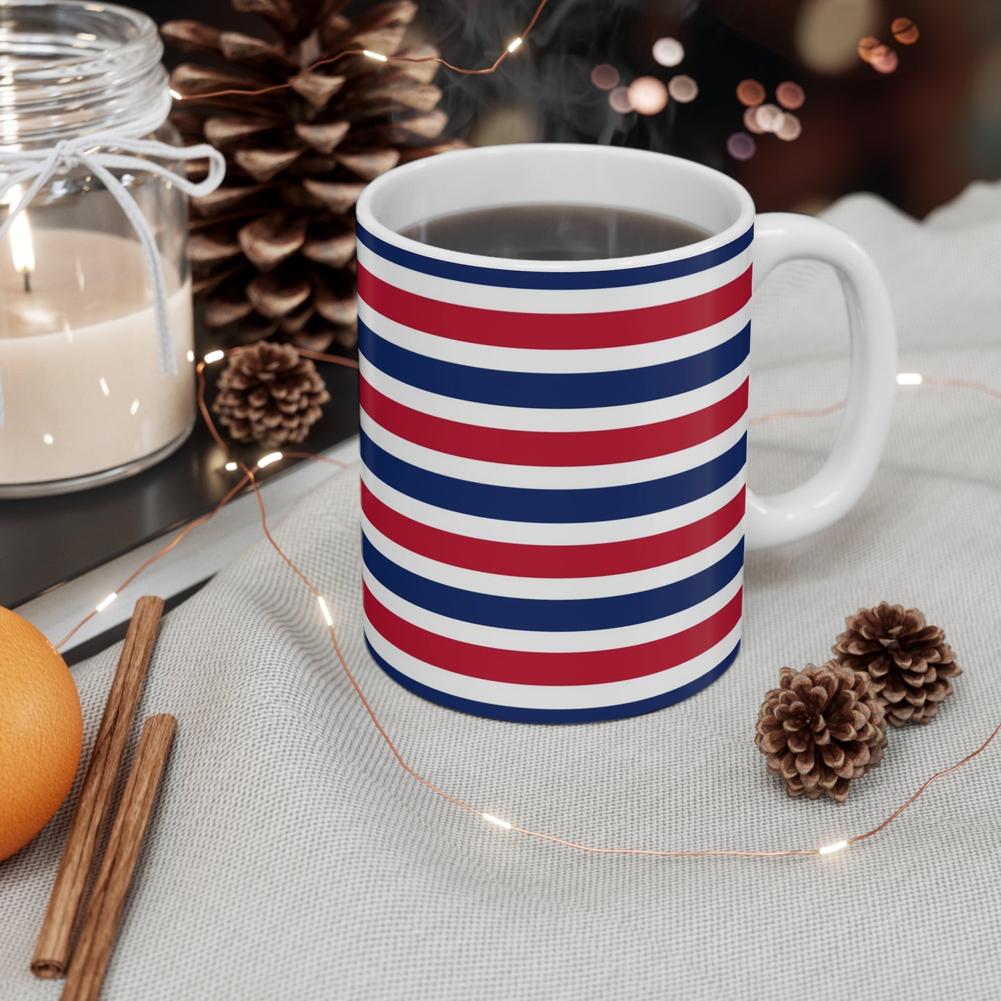 Red, White and Blue Stripe Mug