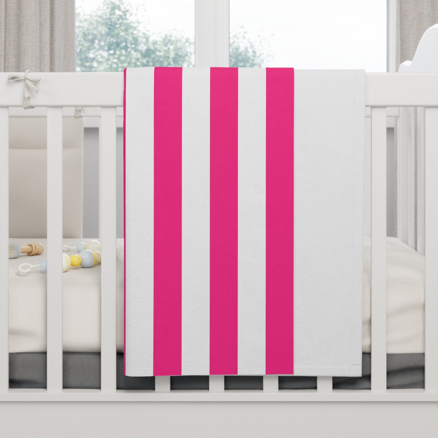 Pink Stripe Soft Fleece Baby Blanket Pink Nursery Blanket