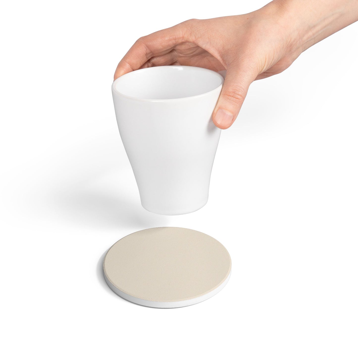 Latte Cream Ceramic Coaster Round or Square | Coordinated Collection