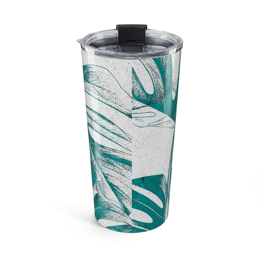 Monstera Leaf Deep Aqua 20 oz Tumbler