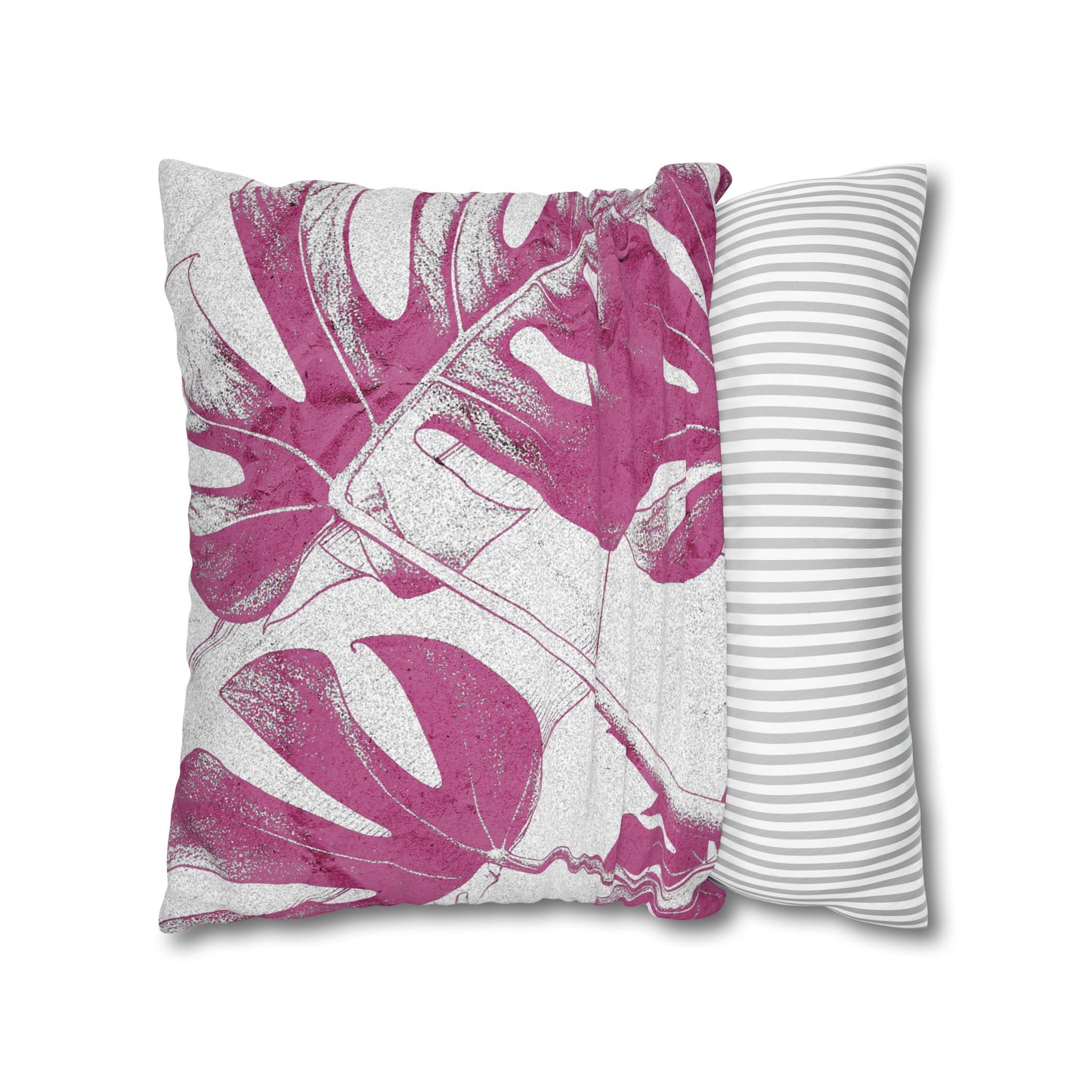 Monstera Leaf Lilac Wine Canvas Pillow Cover 20x20