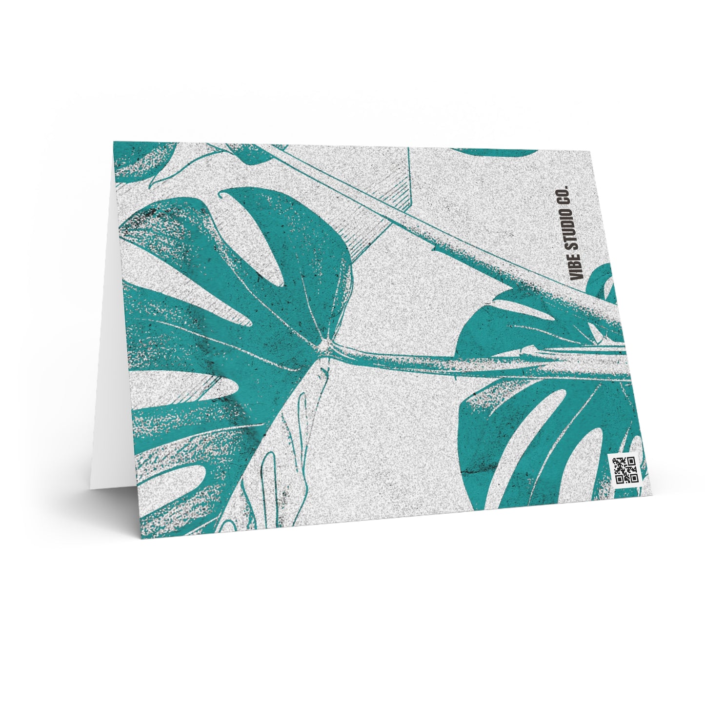 Monstera Leaf Deep Aqua Note Card