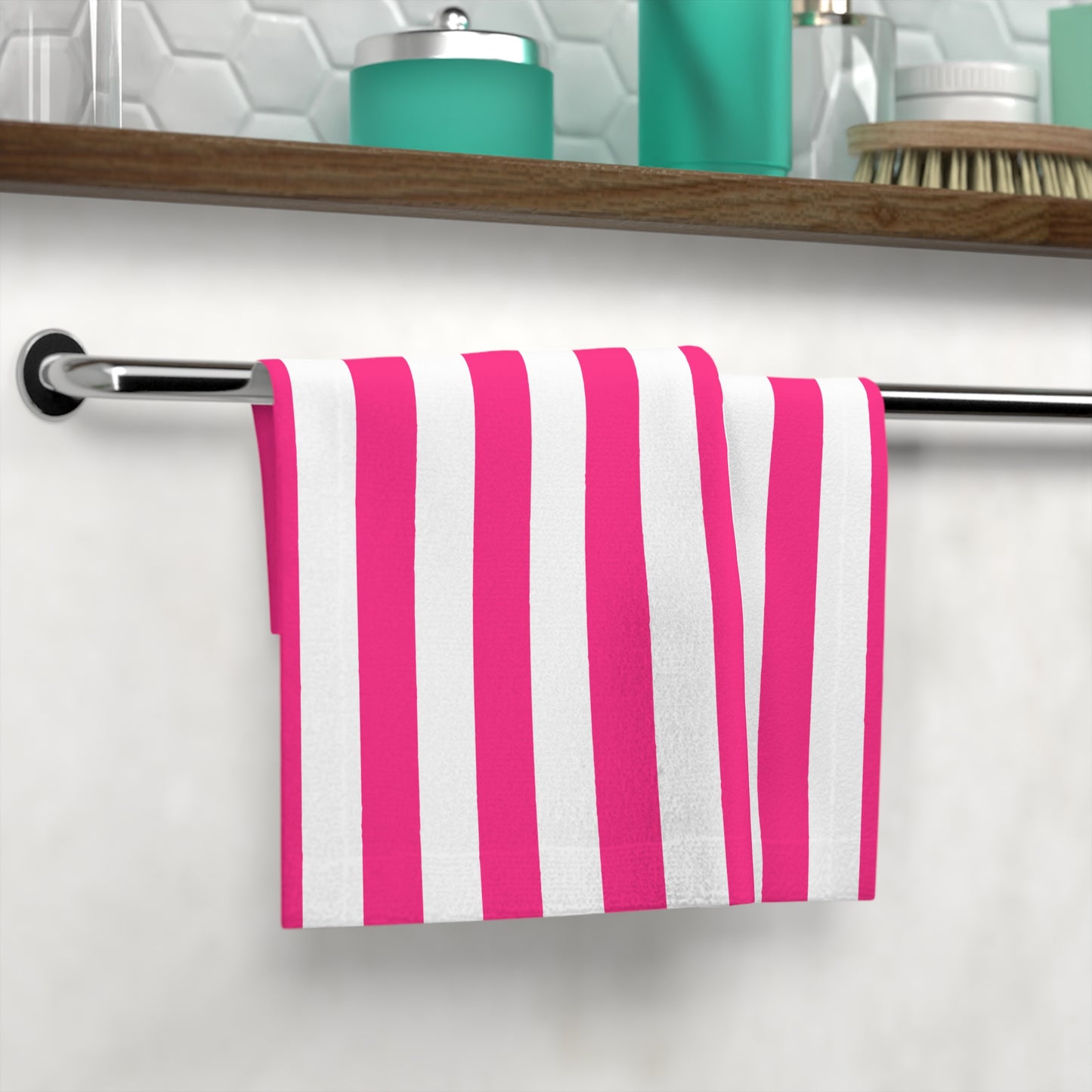 Pink Stripe Face Towel Pink Bathroom Towel