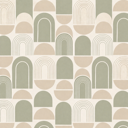 Sage Geometric Arches Seamless Pattern Neutral Arch Pattern PNG 8000x8000 Repeat Tile