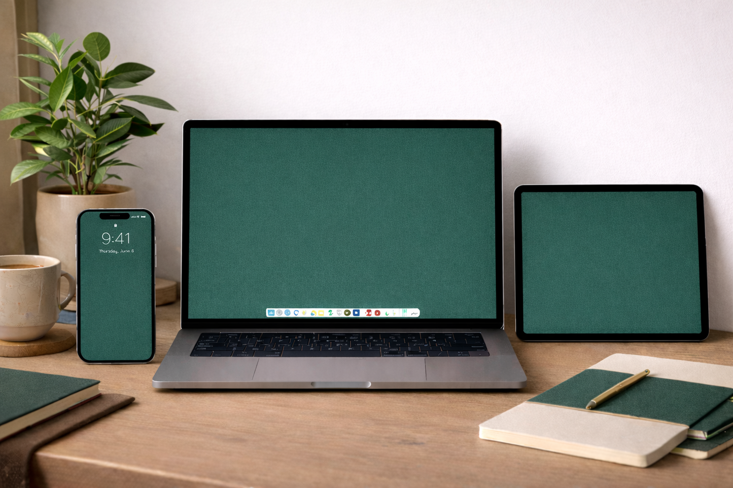Leaf Green Digital Wallpaper Bundle 12 Files Desktop Phone Tablet Background Aesthetic Minimal