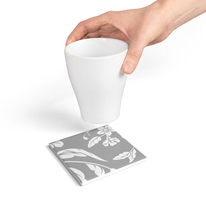 Grayscale Floral Ceramic Coaster Coordinated Collection