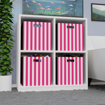 Pink Stripe Felt Storage Box 14.5 x 13