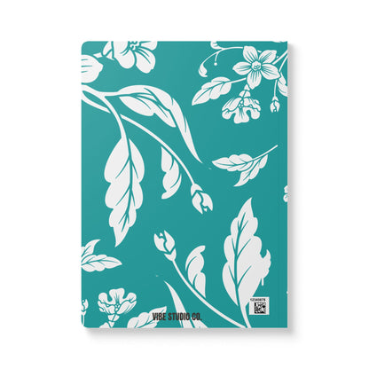 Deep Aqua Floral A5 Lined Journal Coordinated Collection