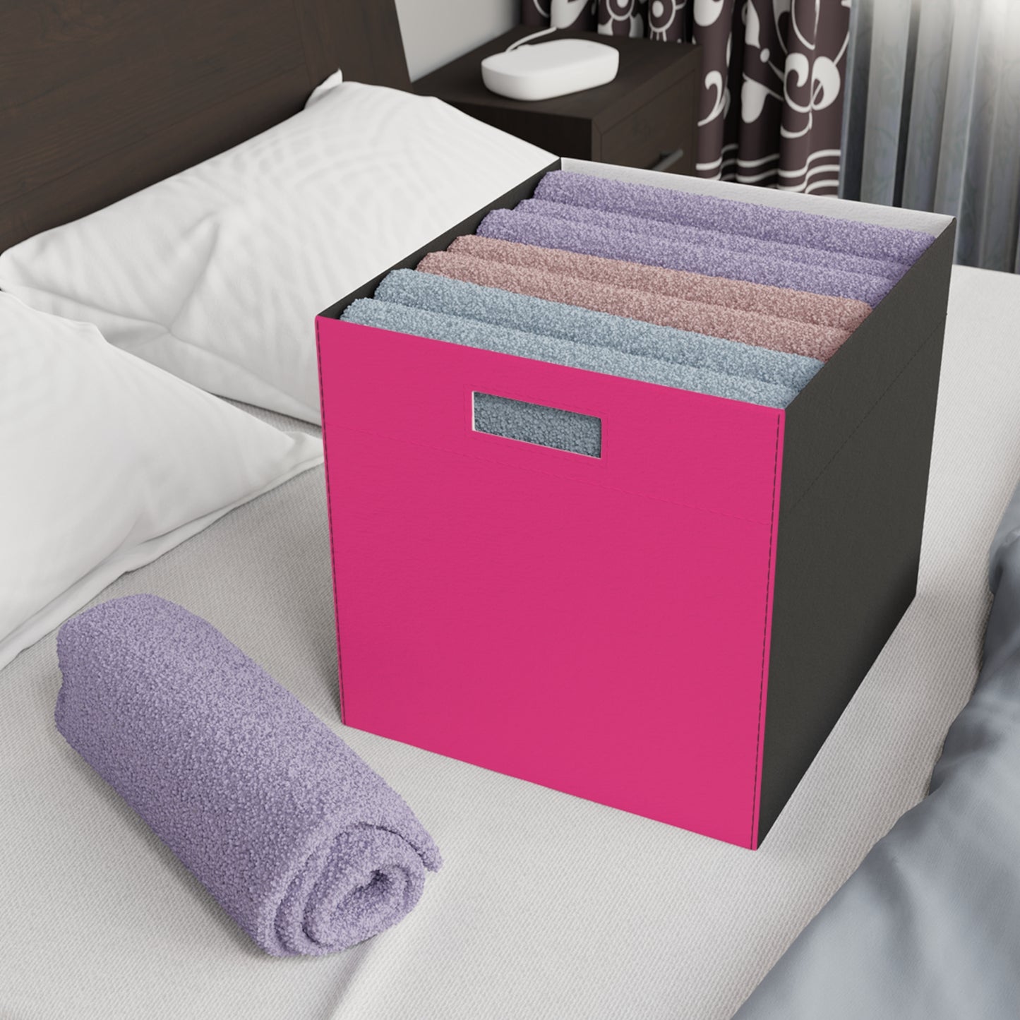 Pink Felt Storage Box Foldable Organizer Bin Home Storage Basket