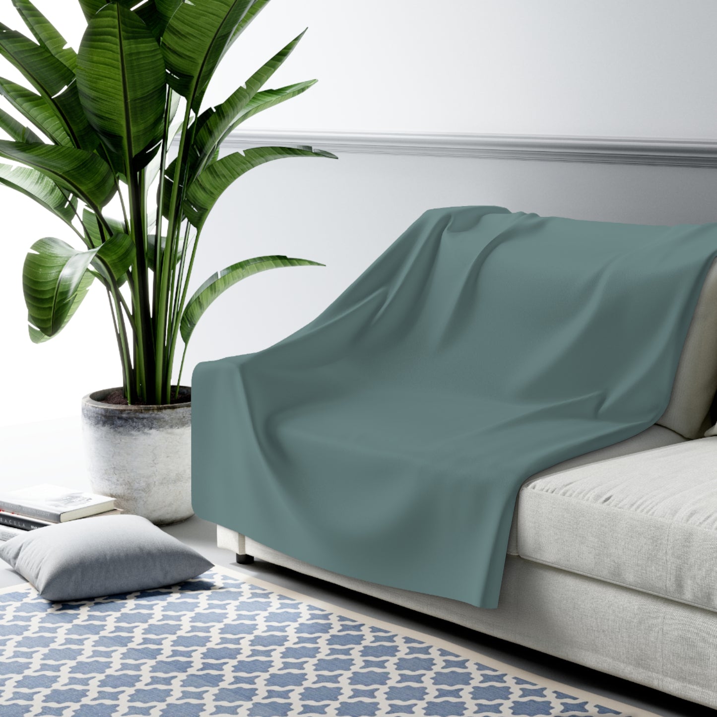 Dusty Blue Sherpa Fleece Blanket Cozy Plush Throw 3 Sizes Soft Warm Blanket
