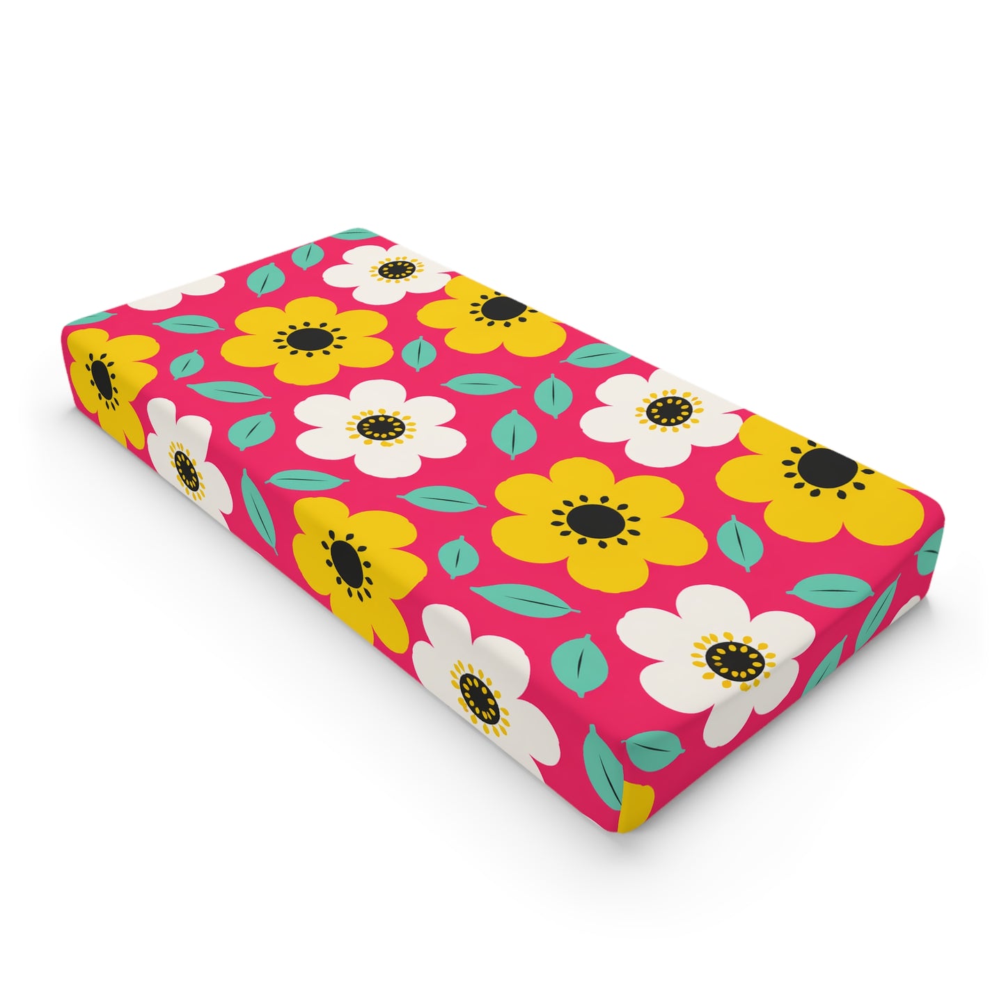 Happy Flower Baby Changing Pad Cover Retro Daisy Nursery Changing Pad Cover