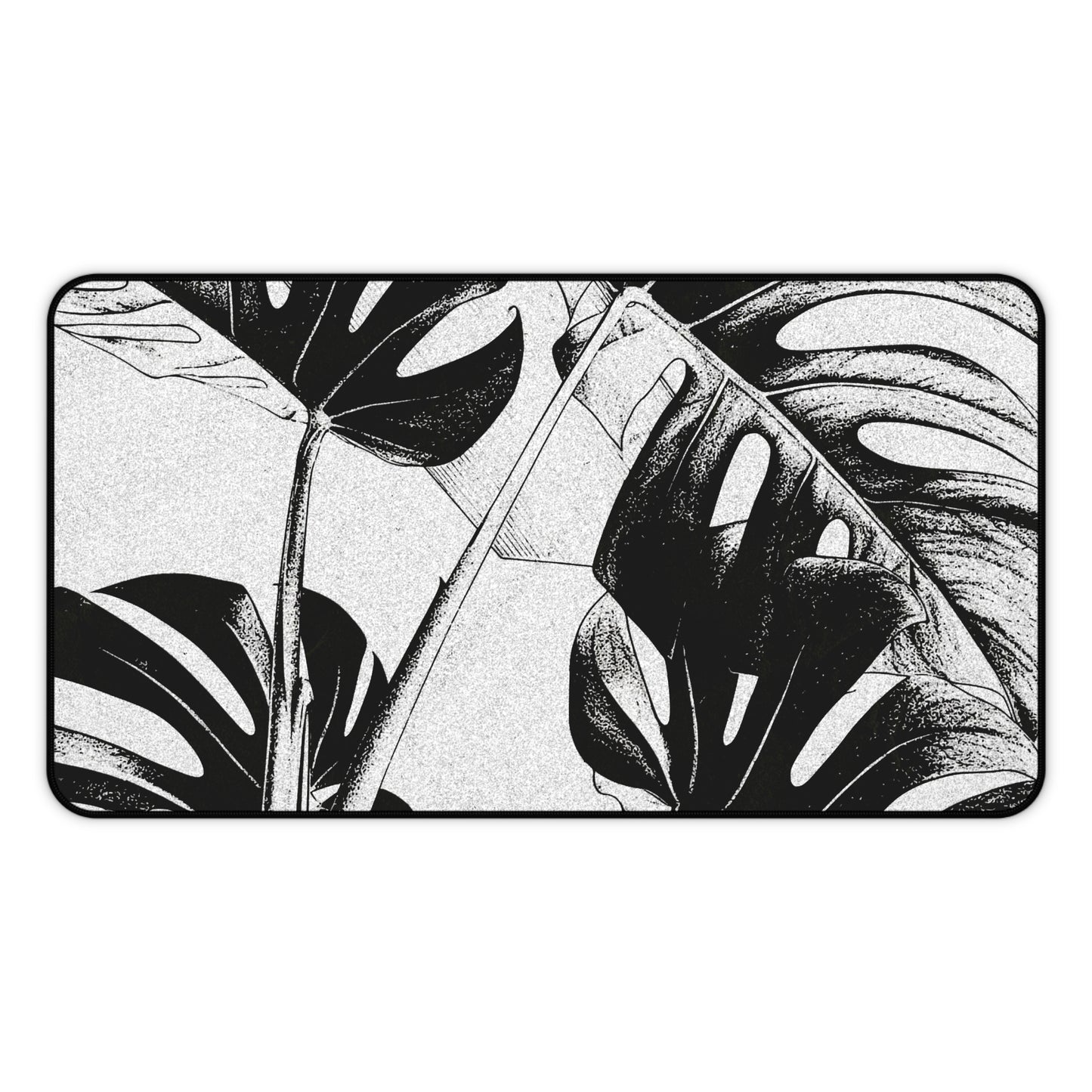 Monstera Leaf Black White Desk Pad