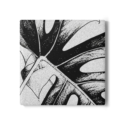 Monstera Leaf Black Ceramic Coaster Botanical Drink Coaster