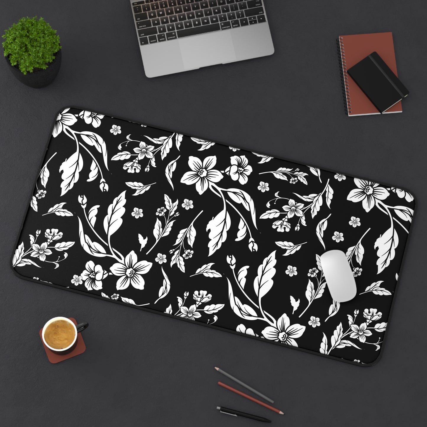 Black Floral Desk Pad (12x18, 12x22 or 16x32)