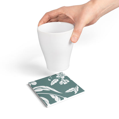 Dusty Blue Floral Ceramic Coaster Coordinated Collection