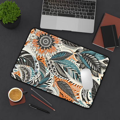 Botanical Leaves Blue Desk Pad