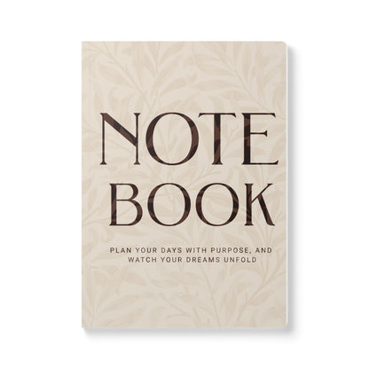 Latte Cream Leaves A5 Lined Journal Minimal Botanical Notebook | Coordinated Collection