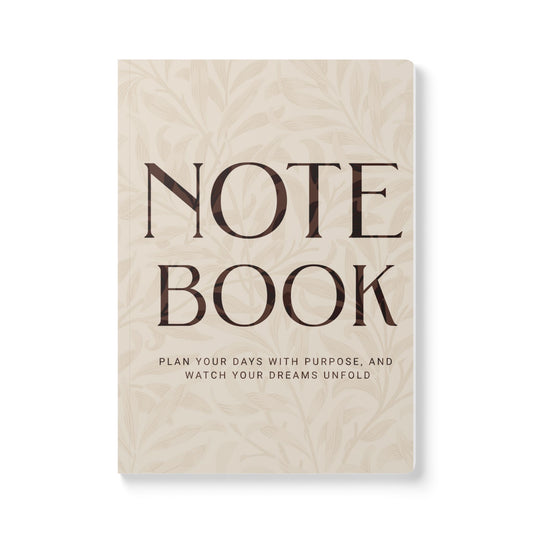 Latte Cream Leaves A5 Lined Journal Minimal Botanical Notebook | Coordinated Collection