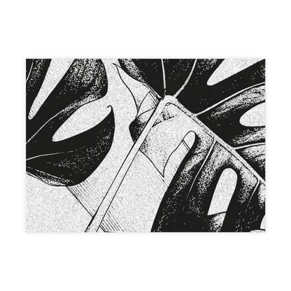 Monstera Leaf Black White Postcards