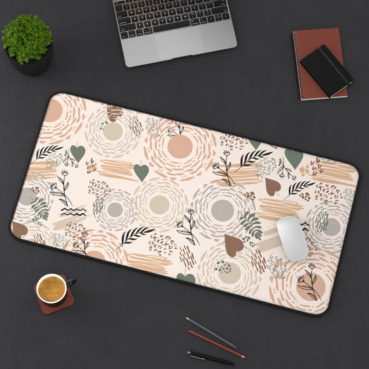 Neutral Flow Desk Mat Minimal Botanical Desk Pad (12x18, 12x22, 16x32)