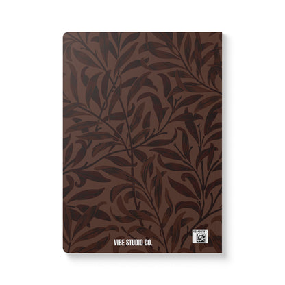 Chocolate Brown Leaves A5 Lined Journal Minimal Botanical Notebook | Coordinated Collection