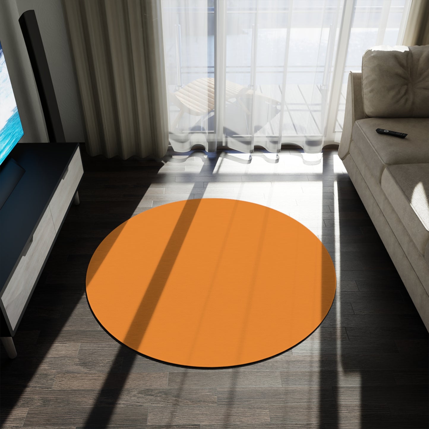 Tangerine Round Rug 60 Inch Floor Rug Minimal Home Decor Living Room Rug