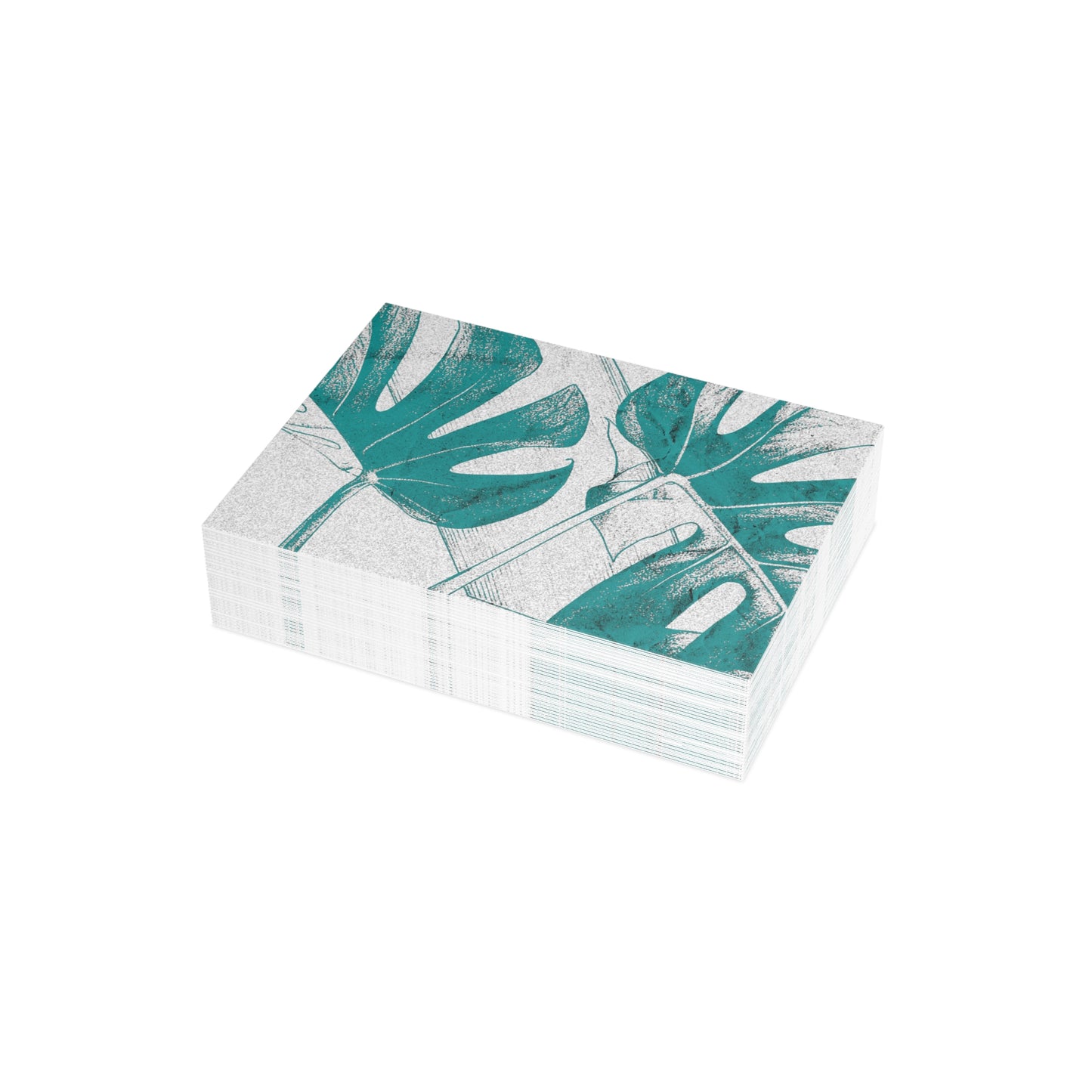 Monstera Leaf Deep Aqua Postcards