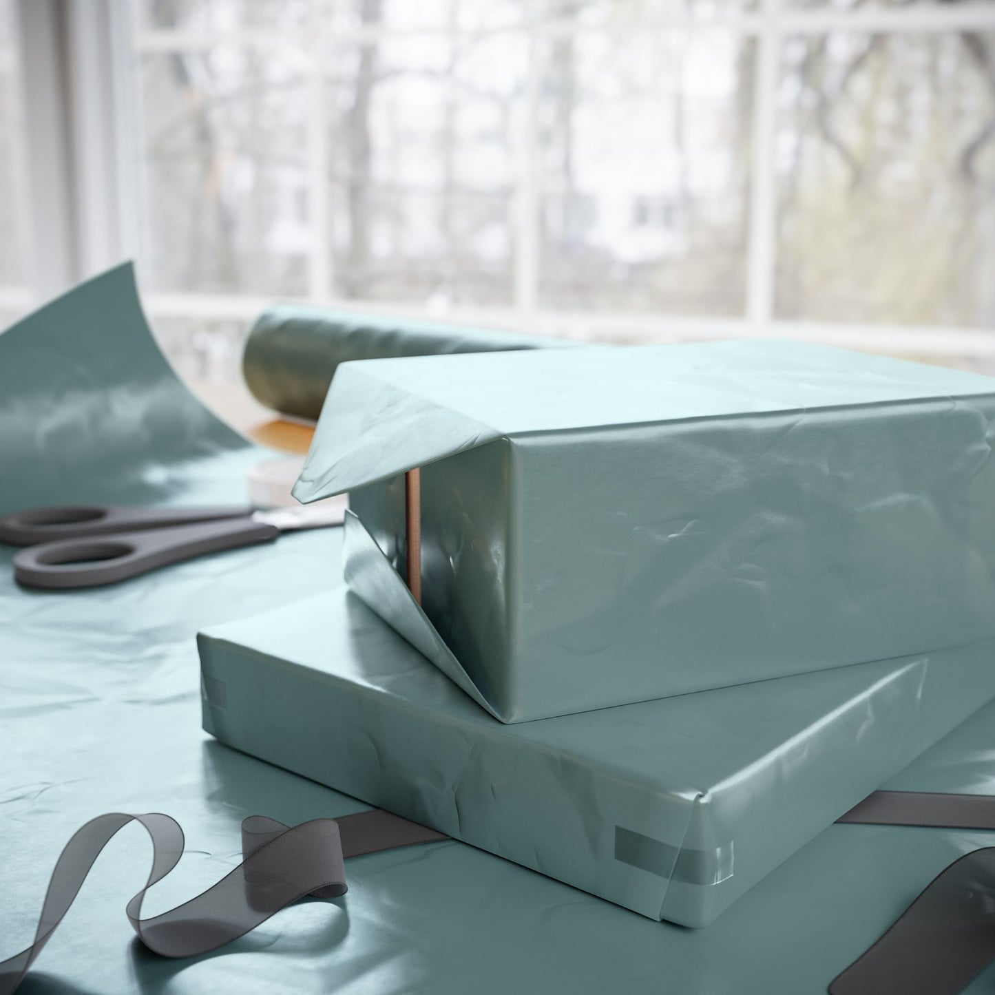Dusty Blue Wrapping Paper Matte or Glossy Gift Wrap 3 Sizes Fine Art Paper