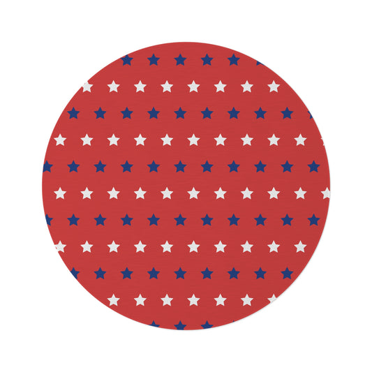 Red, White and Blue Stars Round Rug 60 Inch Patriotic Area Rug