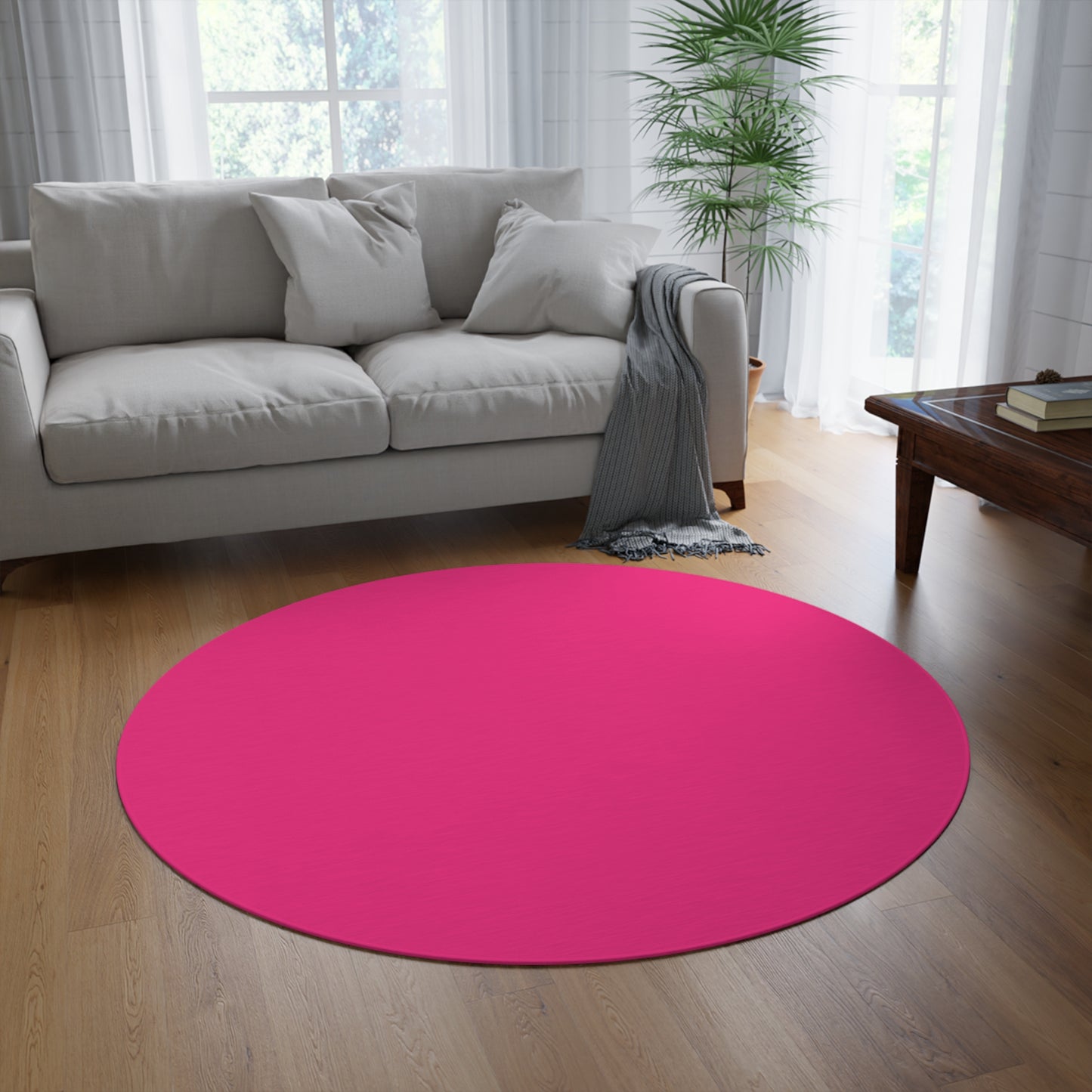 Pink Round Rug 60 Inch Floor Rug Minimal Home Decor Living Room Rug