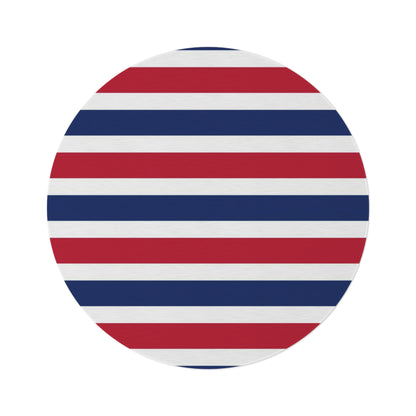 Red, White and Blue Stripe Round Rug 60 Inch Patriotic Area Rug