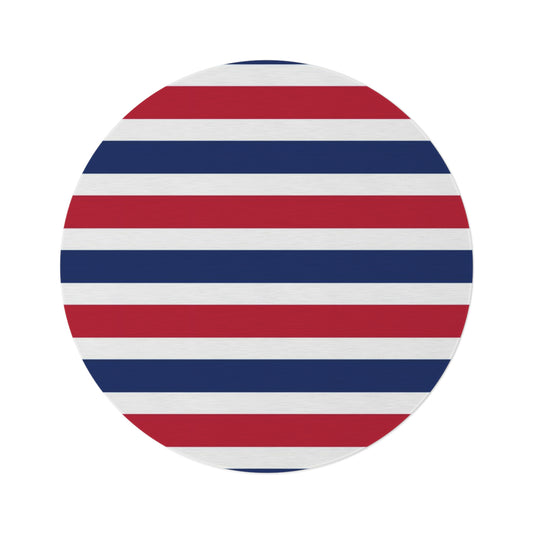 Red, White and Blue Stripe Round Rug 60 Inch Patriotic Area Rug