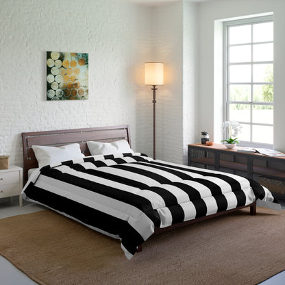 Black Stripe Comforter Bedding Set (4 Sizes)