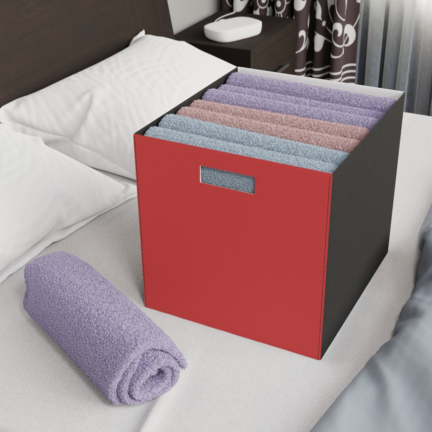 True Red Felt Storage Box Foldable Organizer Bin Home Storage Basket