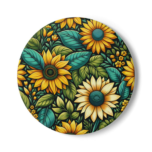 Sunflower Grove Ceramic Coaster Botanical Drink Coaster