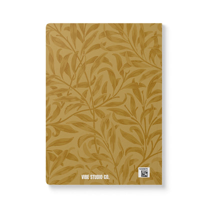 Muted Gold Leaves A5 Lined Journal Minimal Botanical Notebook | Coordinated Collection
