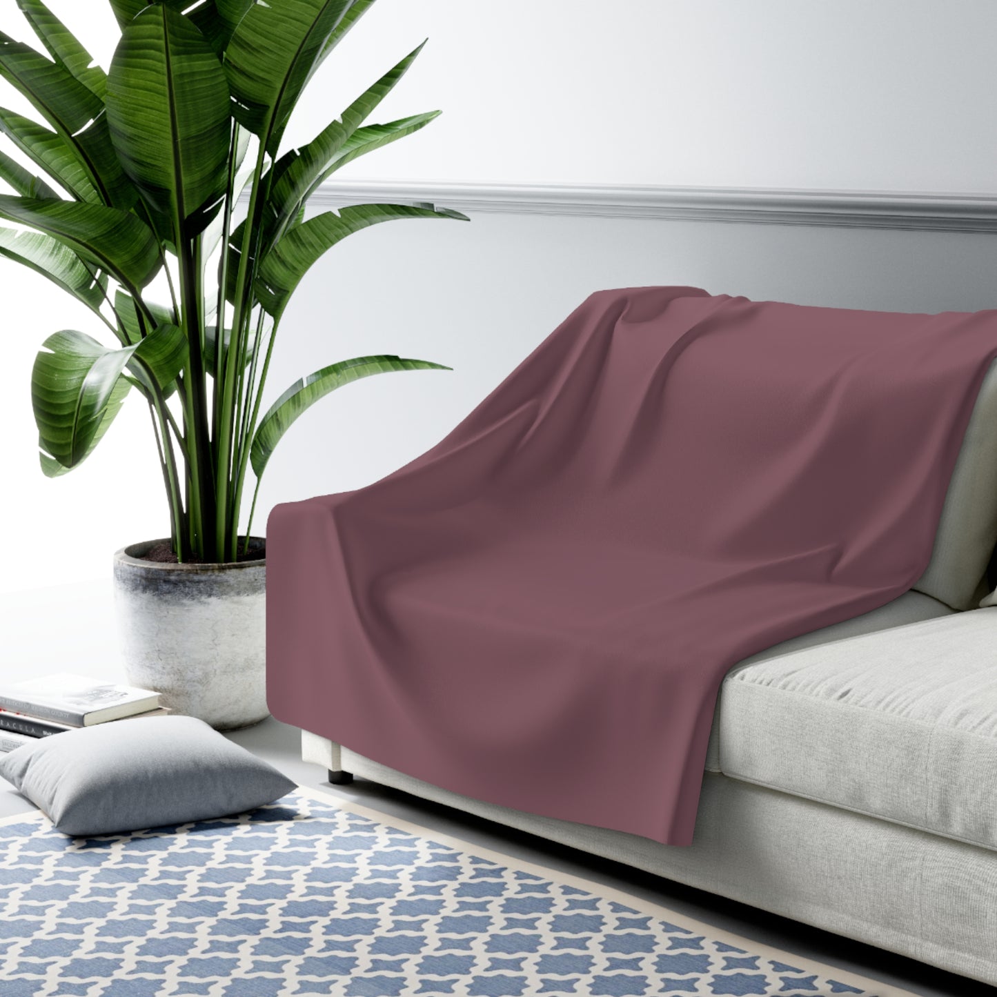 Mauve Sherpa Fleece Blanket Cozy Plush Throw 3 Sizes Soft Warm Blanket