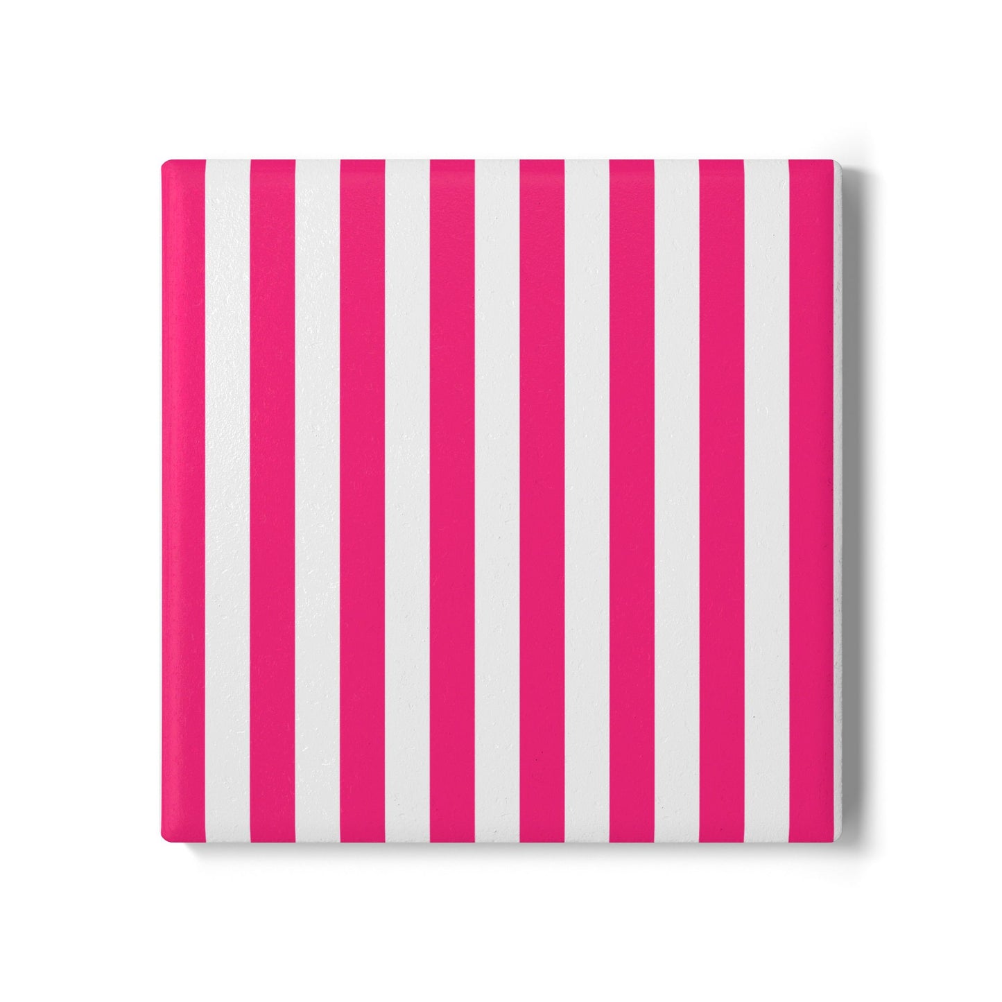 Pink Stripe Ceramic Coaster Square or Round Pink and White Striped Drink Coaster
