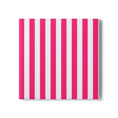 Pink Stripe Ceramic Coaster Square or Round Pink and White Striped Drink Coaster