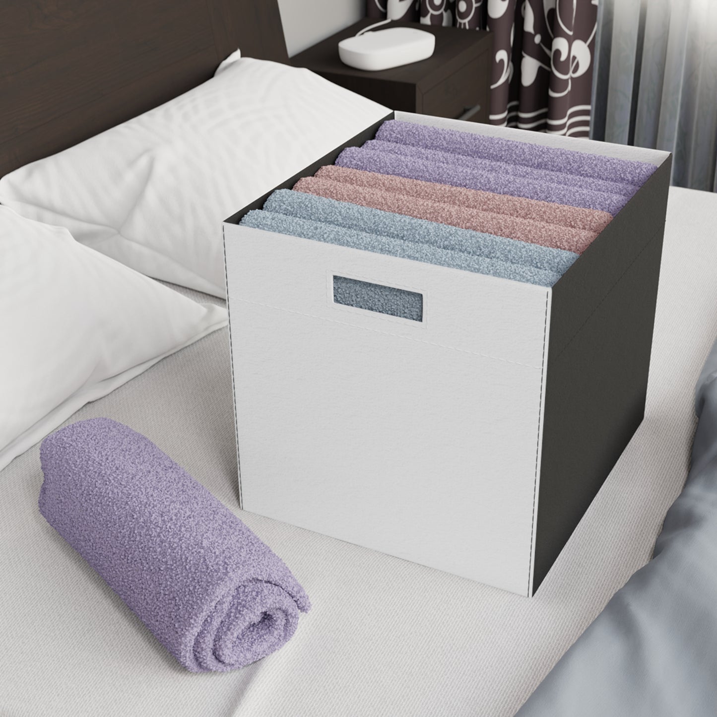 White Felt Storage Box Foldable Organizer Bin Home Storage Basket