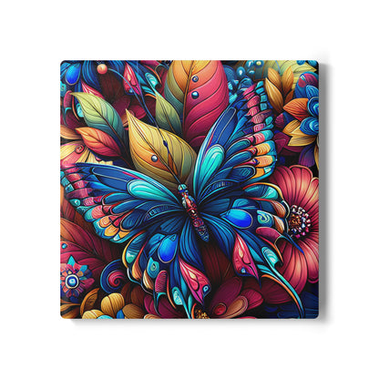 Metamorphosis Ceramic Coaster Vibrant Butterfly Floral Drink Coaster