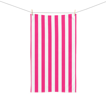Pink Stripe Hand Towel Pink Bathroom Hand Towel