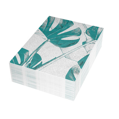 Monstera Leaf Deep Aqua Postcards