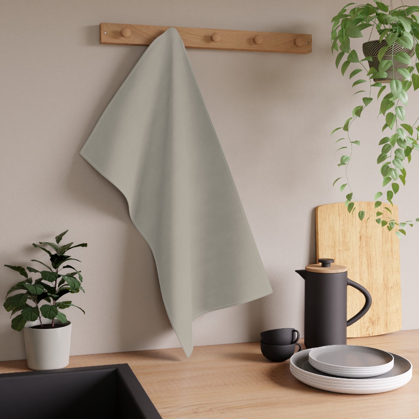 Warm Stone Cotton Twill Tea Towel 18 x 30