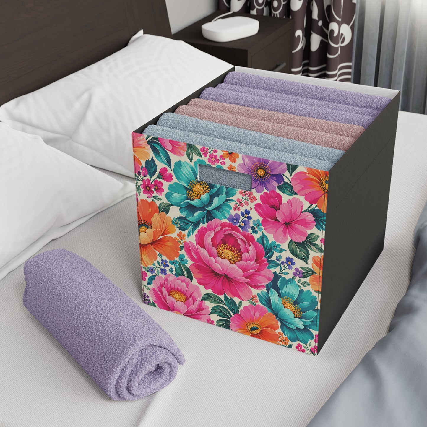 Dreamy Floral Felt Storage Box Floral Organizer Bin