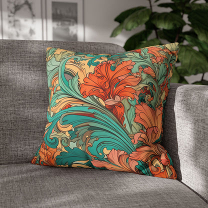 Coral Flourish Canvas Pillow Cover 20x20